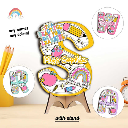 Custom Teacher Door Hanger, Teacher 3D Wood Sign For Classroom, Teacher Name Welcome Sign, Teacher Christmas Gift, Teacher Appreciation Gift