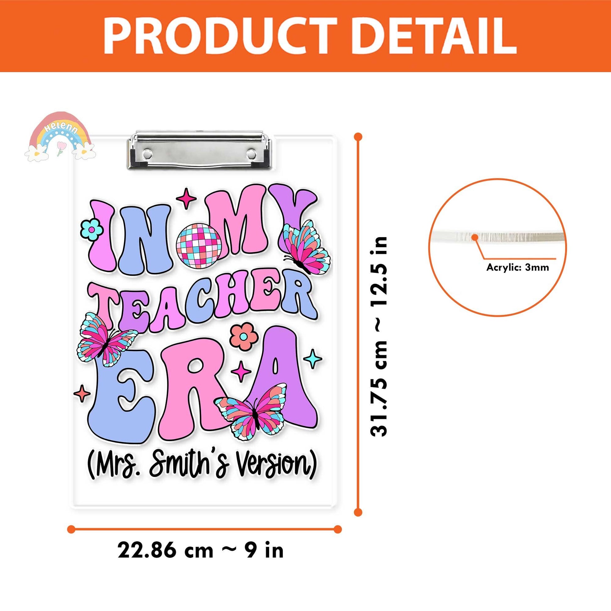 Personalized Teacher Clipboard, In My Teacher Era, Custom Acrylic Clipboard For Teacher, Back To School Gift, Teacher Appreciation Gift