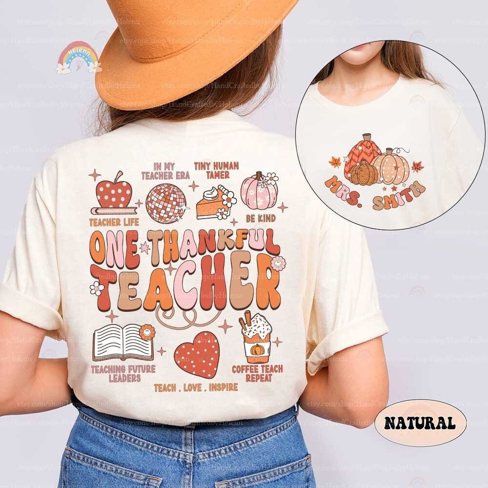 Teacher Shirt, One Thankful Teacher Shirt, Teacher Thanksgiving Shirt, Fall Teacher Shirt, Pumpkin Teacher, Kindergarten Teacher Shirt