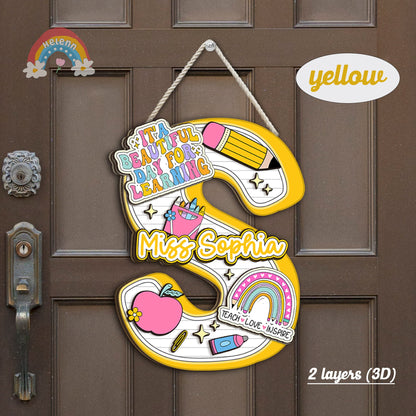 Teacher Name Sign For Classroom 3D Wooden Sign, Custom Teacher Name Sign, Teacher Door Hanger, Back To School, Teacher Appreciation Gift