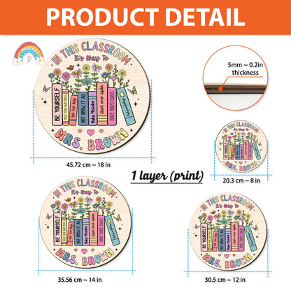 Teacher Door Hanger With Flowers, Customized Teacher Name Sign For Classroom, Classroom Sign, Back To School Gift, Teacher Appreciation Gift