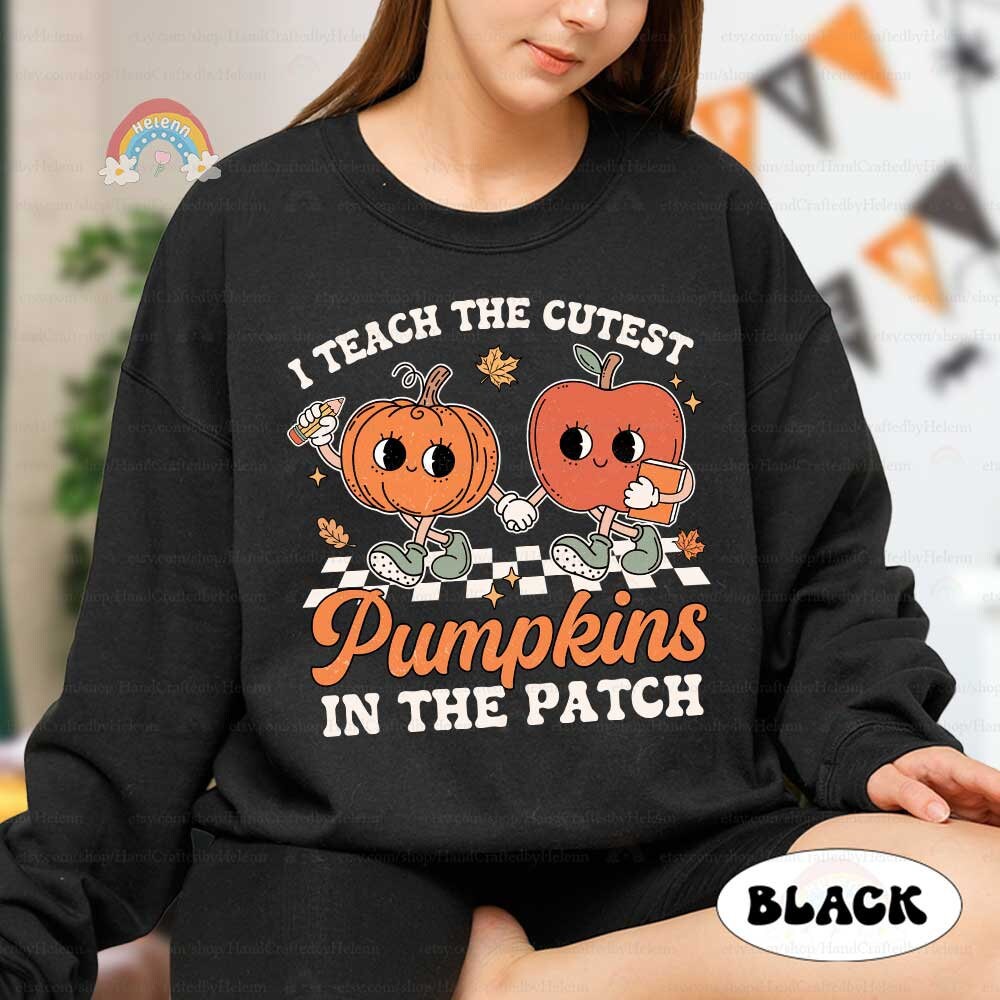 Teacher Shirt, I Teach The Cutest Pumpkins In The Patch, Teacher Halloween Shirt, Fall Teacher Shirt, Retro Pumpkin Teacher, Teacher Gift