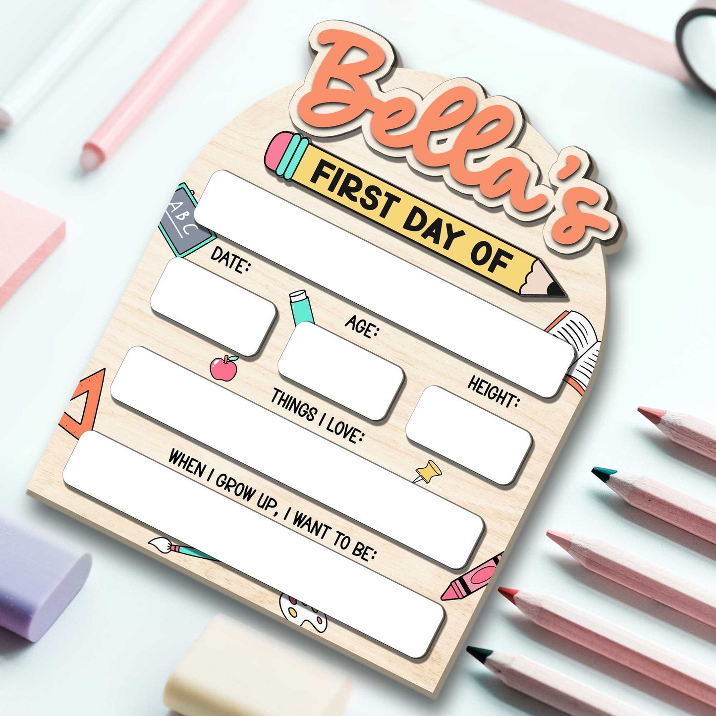 Custom First Day Of School Sign, Interchangeable Board, Back To School Sign, First And Last Day School Sign, Back To School Photo Prop