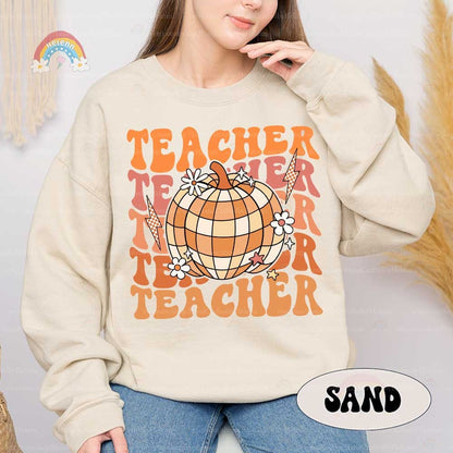 Teacher Shirt, Retro Fall Teacher Shirt, Fall Vibes Teacher Shirt, Pumpkin Teacher Shirt, Back To School Autumn, Teacher Appreciation Gift