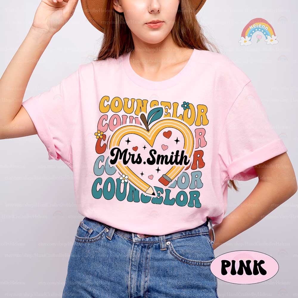 Whimsical and heartwarming design celebrating Mrs. Smith as a counselor, with playful typography and engaging visuals that depict the warmth and support she brings to her role.