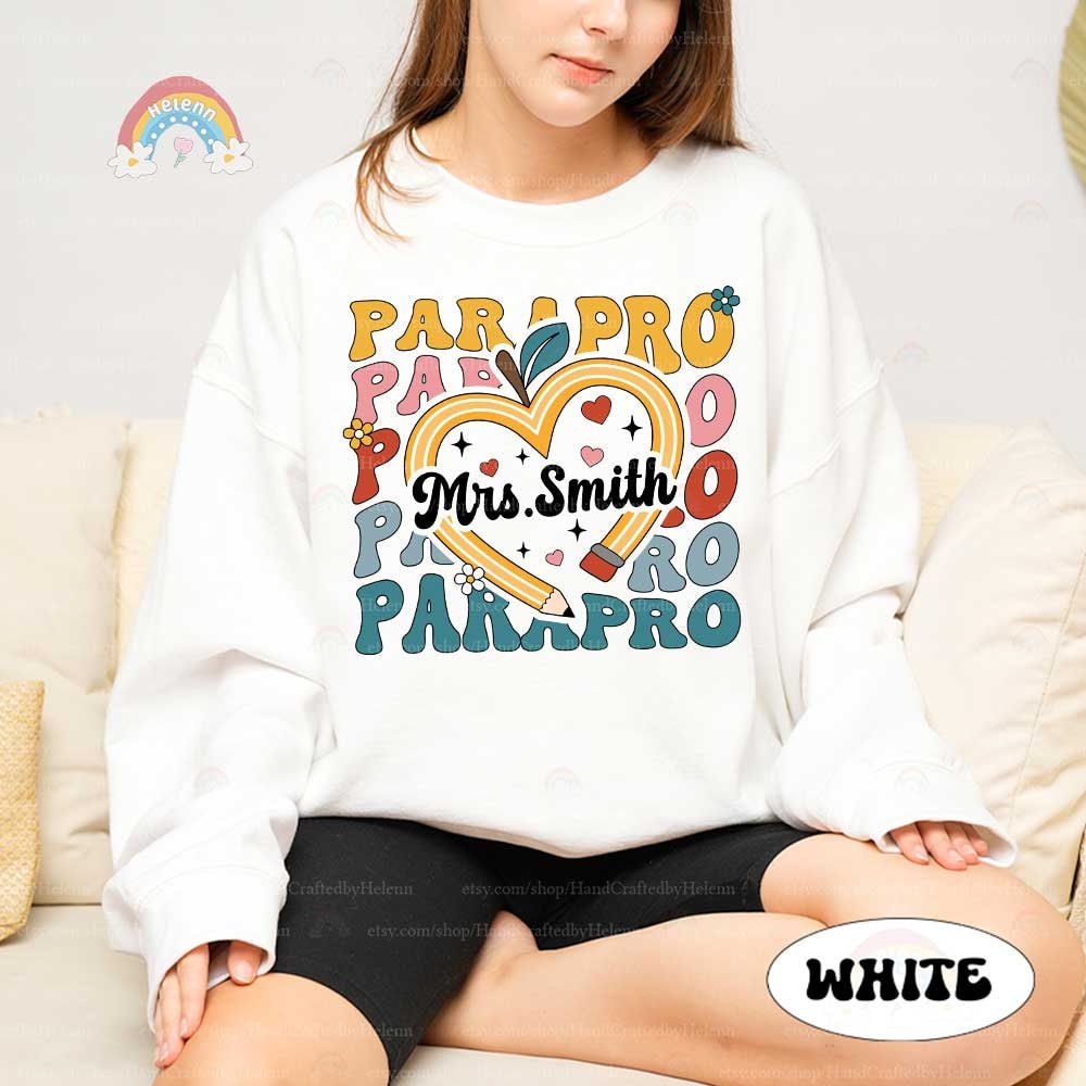 Personalized Paraprofessional Shirt With Pencil, Paraprofessional Gift, Teacher Aide, Para Team, Back To School, Teacher Appreciation Gift