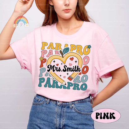 Personalized Paraprofessional Shirt With Pencil, Paraprofessional Gift, Teacher Aide, Para Team, Back To School, Teacher Appreciation Gift