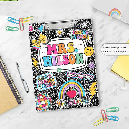 Custom Teacher Clipboard Composition Book With Name, Personalized Teacher Gift, Back To School, Christmas Gift, Teacher Appreciation Gifts