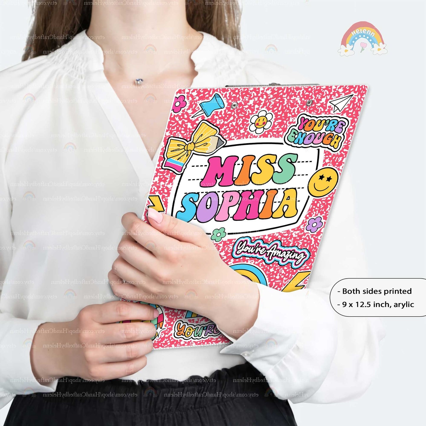 Custom Teacher Clipboard Composition Book With Name, Personalized Teacher Gift, Back To School, Christmas Gift, Teacher Appreciation Gifts