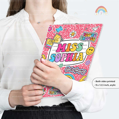 Custom Teacher Clipboard Composition Book With Name, Personalized Teacher Gift, Back To School, Christmas Gift, Teacher Appreciation Gifts