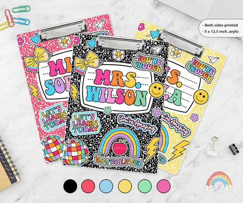 Custom Teacher Clipboard Composition Book With Name, Personalized Teacher Gift, Back To School, Christmas Gift, Teacher Appreciation Gifts