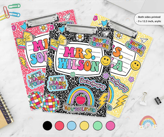 Custom Teacher Clipboard Composition Book With Name, Personalized Teacher Gift, Back To School, Christmas Gift, Teacher Appreciation Gifts