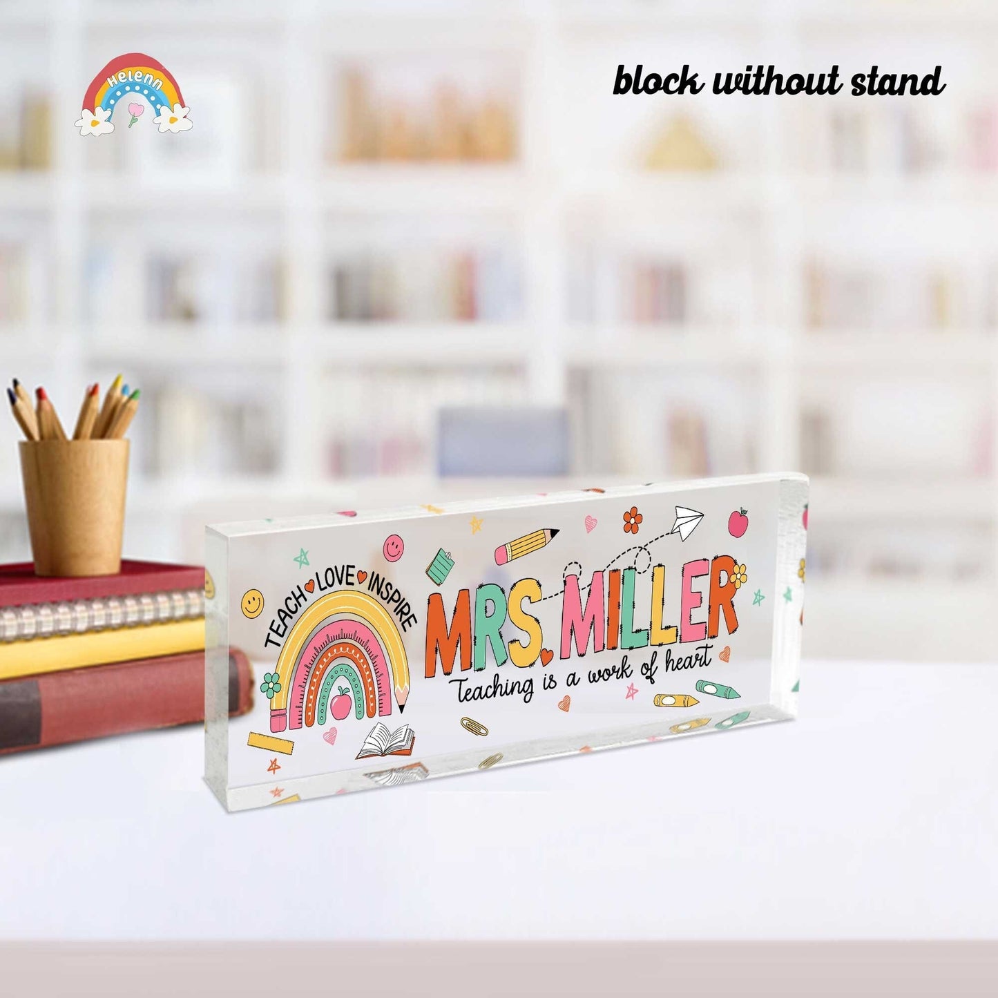 Custom Teacher Name Plate, Teacher Appreciation Gifts, Custom Teacher Name Gift, Personalized Teacher Acrylic Name Sign, Back To School Gift