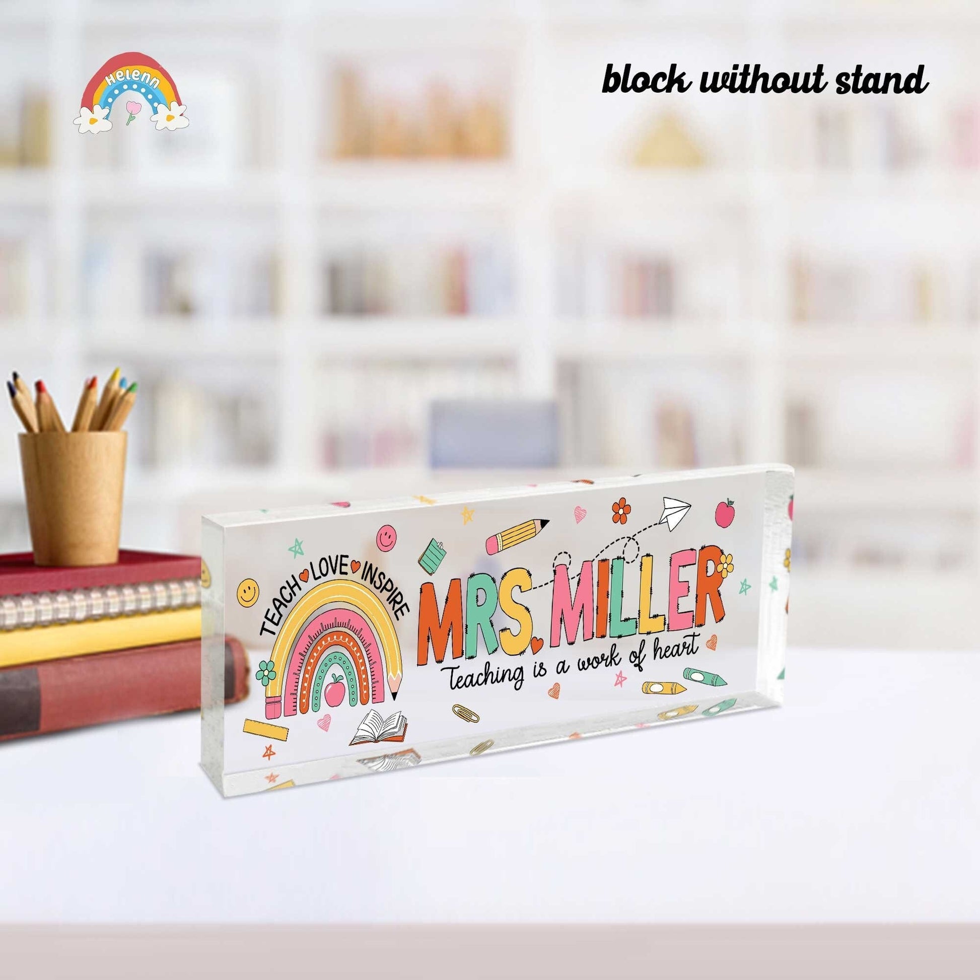 Custom Teacher Name Plate, Teacher Appreciation Gifts, Custom Teacher Name Gift, Personalized Teacher Acrylic Name Sign, Back To School Gift