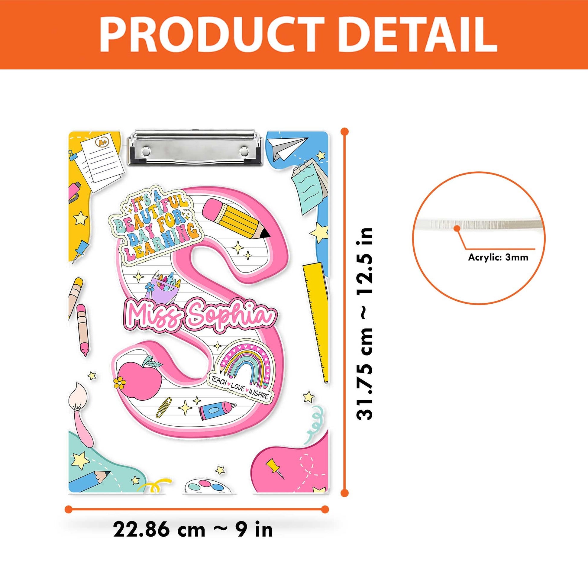 Custom Teacher Clipboard Acrylic Clipboard For Teacher With Name, Personalized Teacher Gift, Back To School Gift, Teacher Appreciation Gift