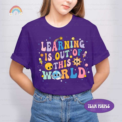 An eye-catching poster designed to inspire a love for learning, showcasing creative depictions of the solar system&#39;s wonders in a whimsical style.