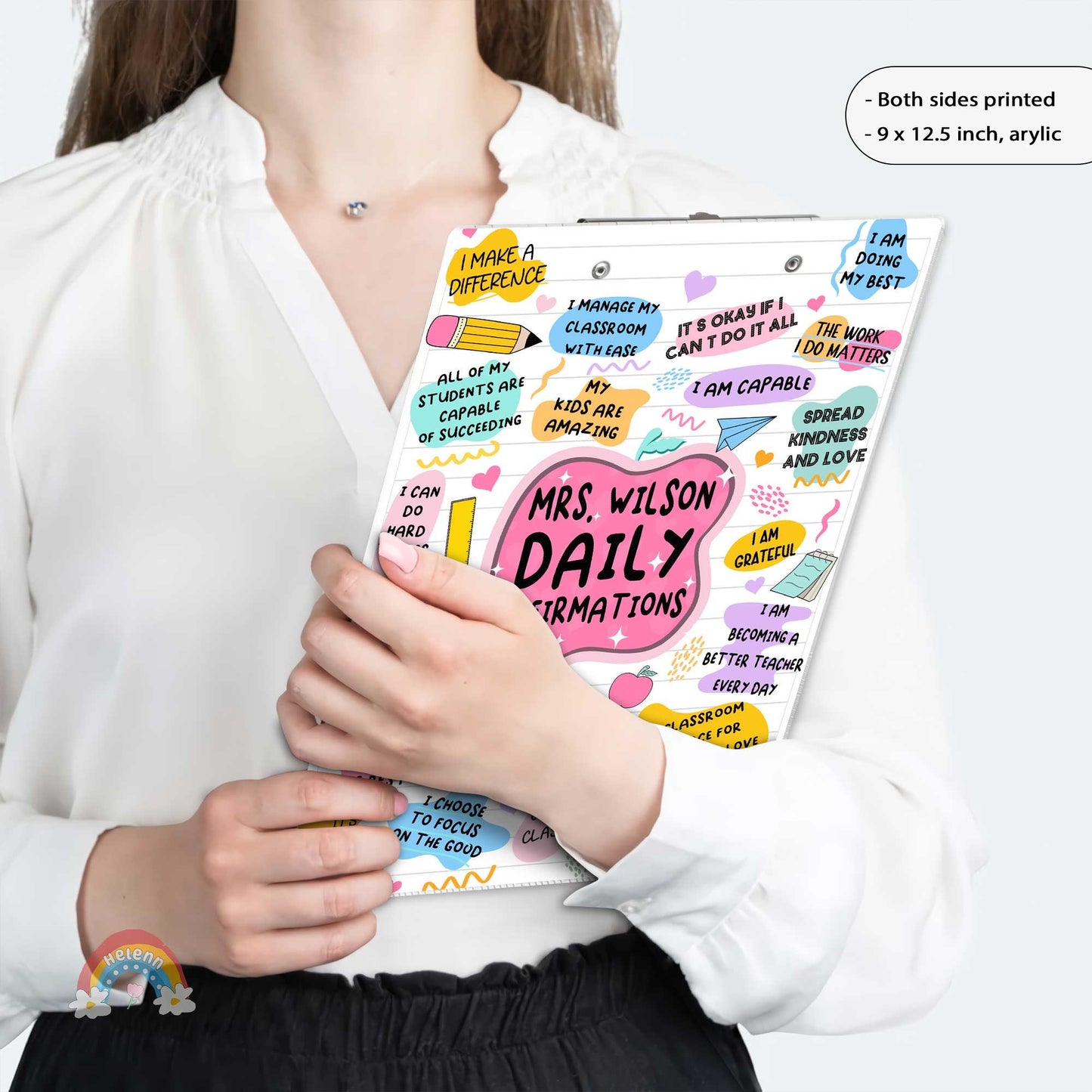 Personalized Teacher Clipboard, Teacher Daily Affirmation Custom Clipboard Both Sides Printed, Back To School Gift Teacher Appreciation Gift