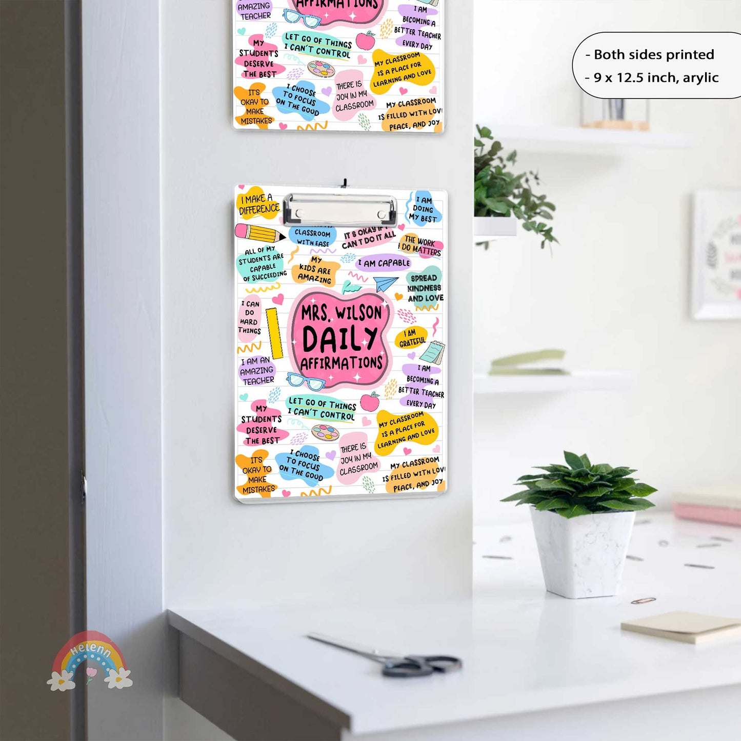 Personalized Teacher Clipboard, Teacher Daily Affirmation Custom Clipboard Both Sides Printed, Back To School Gift Teacher Appreciation Gift