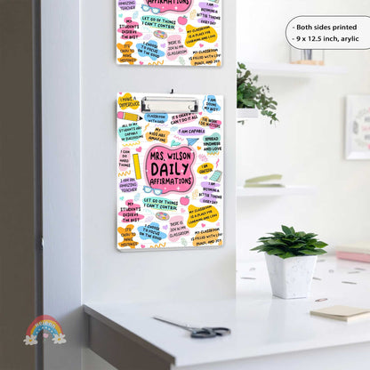 Personalized Teacher Clipboard, Teacher Daily Affirmation Custom Clipboard Both Sides Printed, Back To School Gift Teacher Appreciation Gift