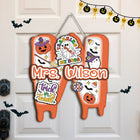 Custom Halloween Teacher Door Hanger Custom Teacher 3D Wooden Door Sign Teacher Gift, Spooky Teacher Trick Or Teach, Teacher Halloween Gift