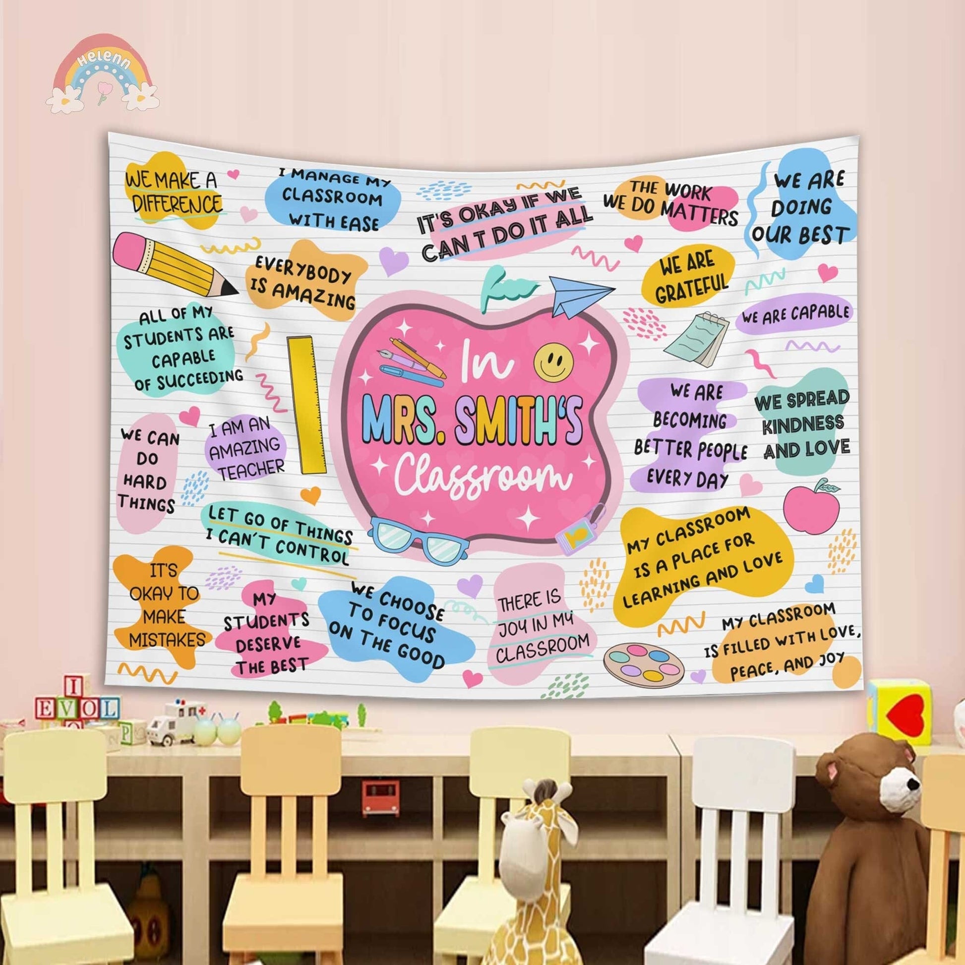 Custom Teacher Tapestry Classroom Decor Tapestries, Custom Teachers Name Classroom Banner, Teacher Appreciation Gifts, Back To School Gift