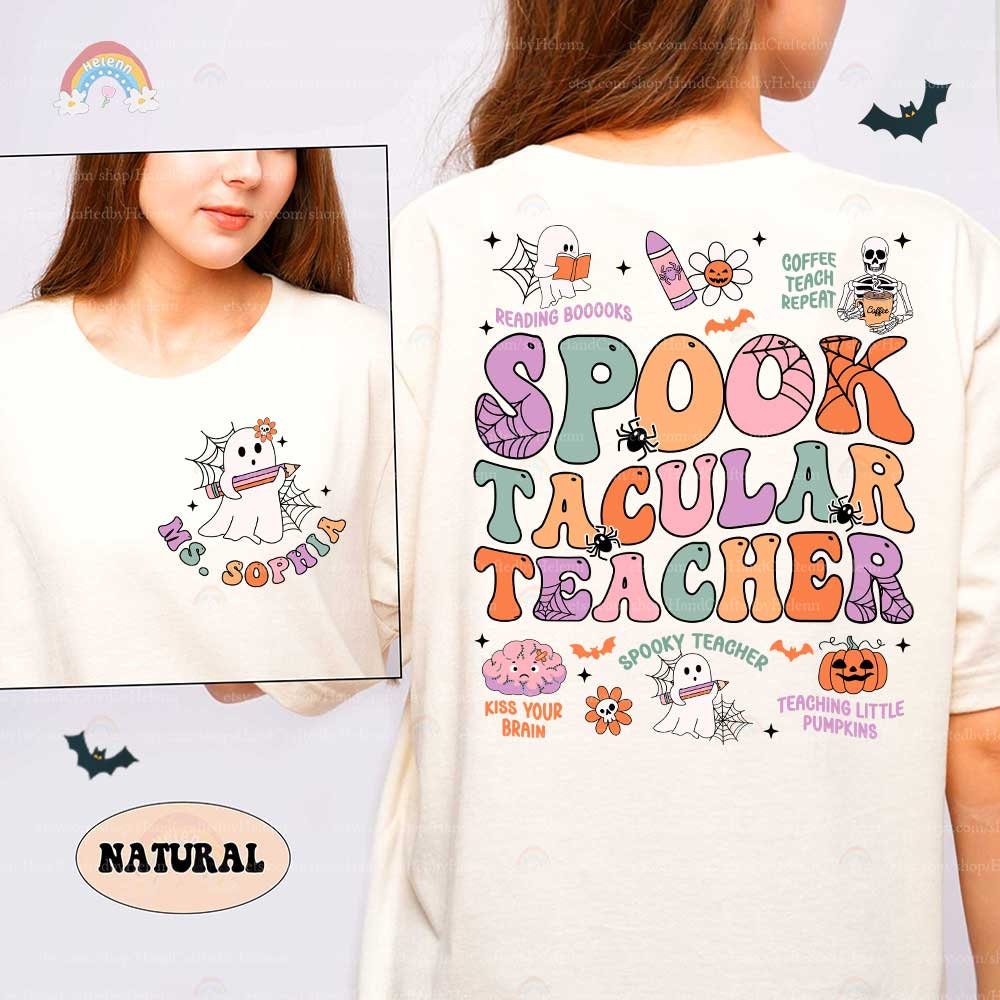 Teacher Halloween Shirt, Spooktacular Teacher Shirt, Cute Ghost Teacher Halloween Shirt, Kindergarten Teacher Tee, Teacher Halloween Gift