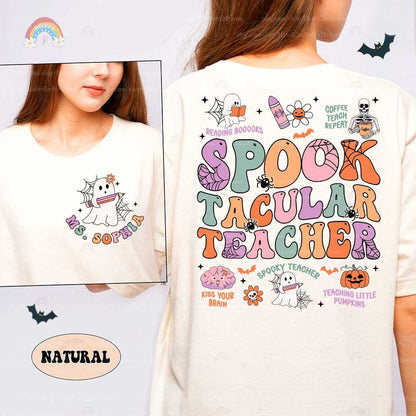 Teacher Halloween Shirt, Spooktacular Teacher Shirt, Cute Ghost Teacher Halloween Shirt, Kindergarten Teacher Tee, Teacher Halloween Gift