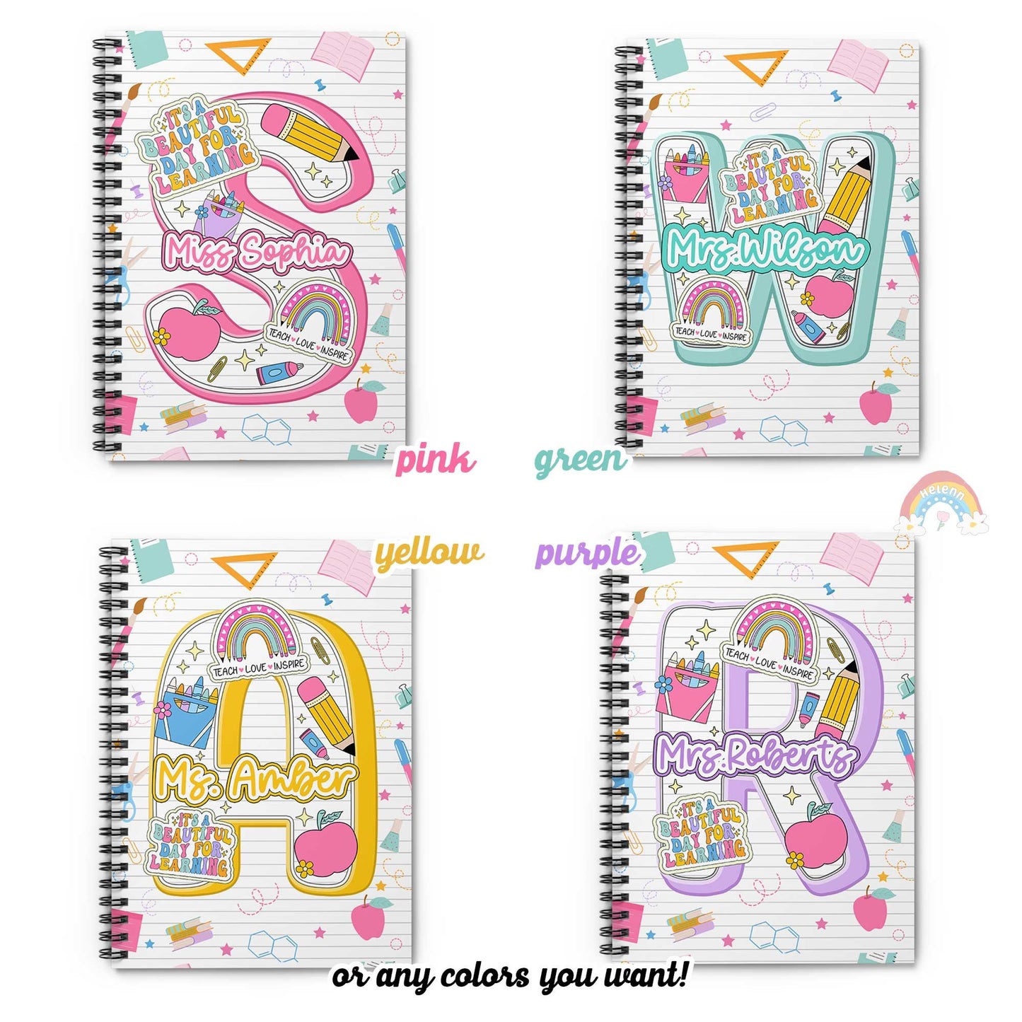 Custom Teacher Spiral Notebook, Personalized Teacher Notebook With Name, Thank You Teacher Gifts Back To School, Teacher Appreciation Gift