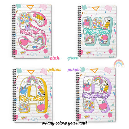 Custom Teacher Spiral Notebook, Personalized Teacher Notebook With Name, Thank You Teacher Gifts Back To School, Teacher Appreciation Gift