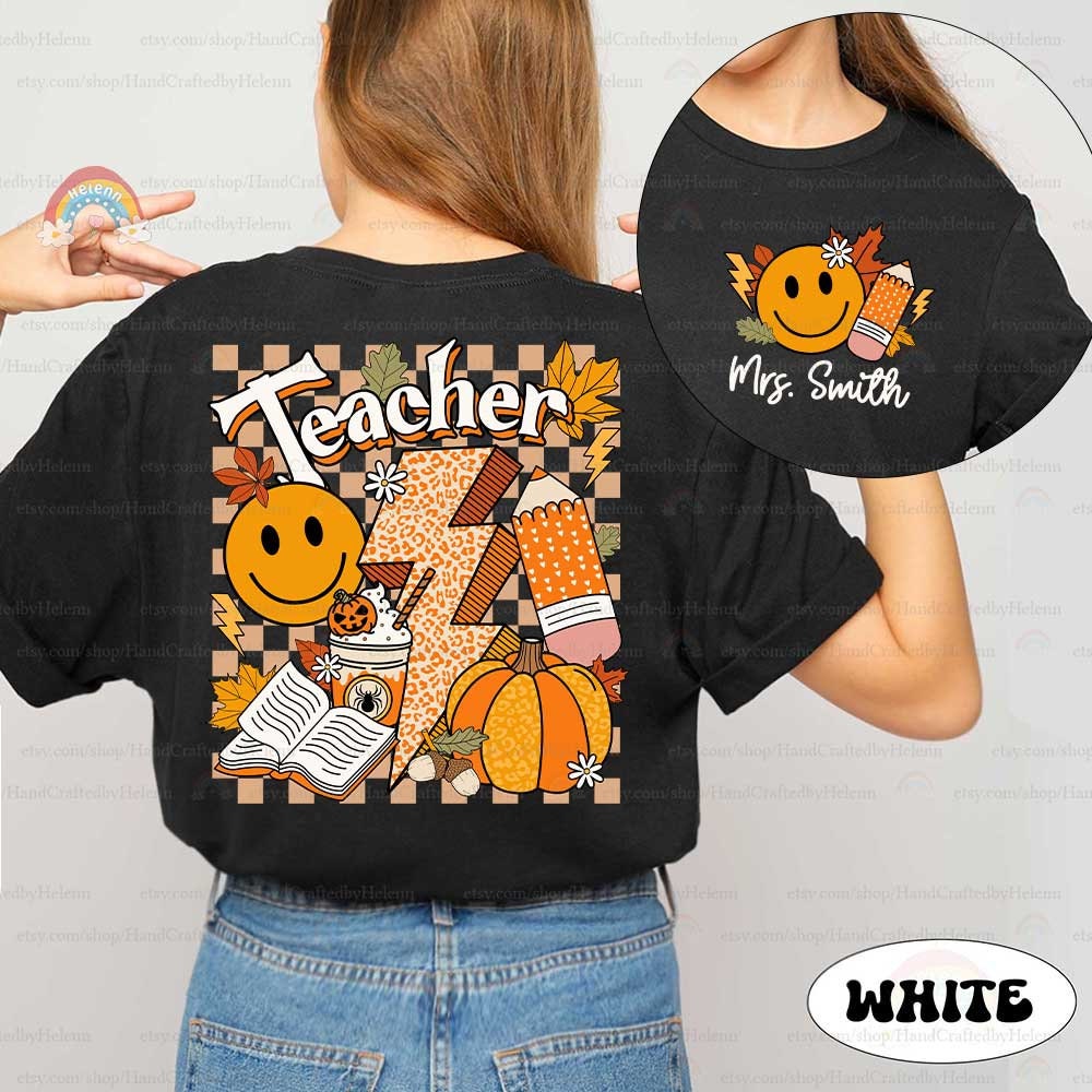 Custom Teacher Fall Shirt, Teacher Pumpkin Retro Fall Teacher Shirt, Kindergarten Teacher Shirt, Back To School, Teacher Appreciation Gift