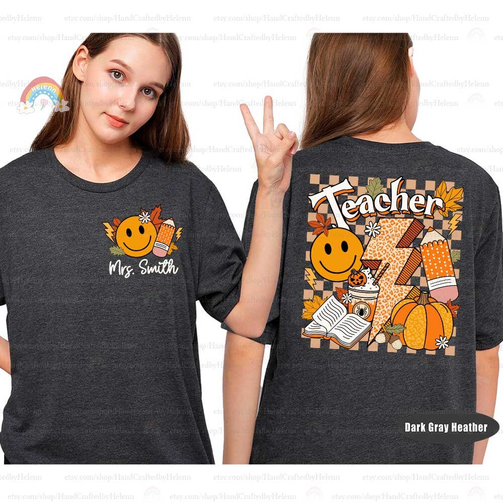 Custom Teacher Fall Shirt, Teacher Pumpkin Retro Fall Teacher Shirt, Kindergarten Teacher Shirt, Back To School, Teacher Appreciation Gift