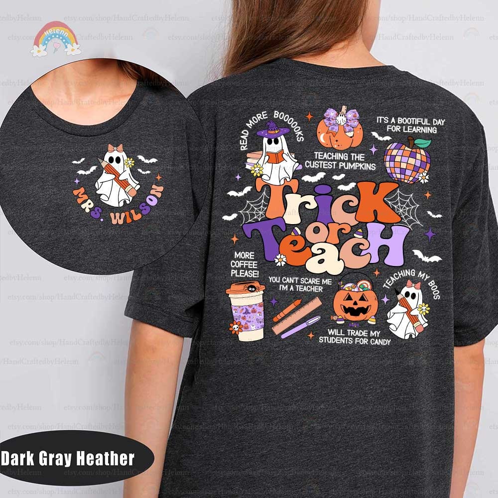 Teacher Halloween Shirt Trick Or Teach, Spooky Teacher Shirt, Custom Halloween Teacher Sweatshirt Pumpkin Shirt, Teacher Appreciation Gifts