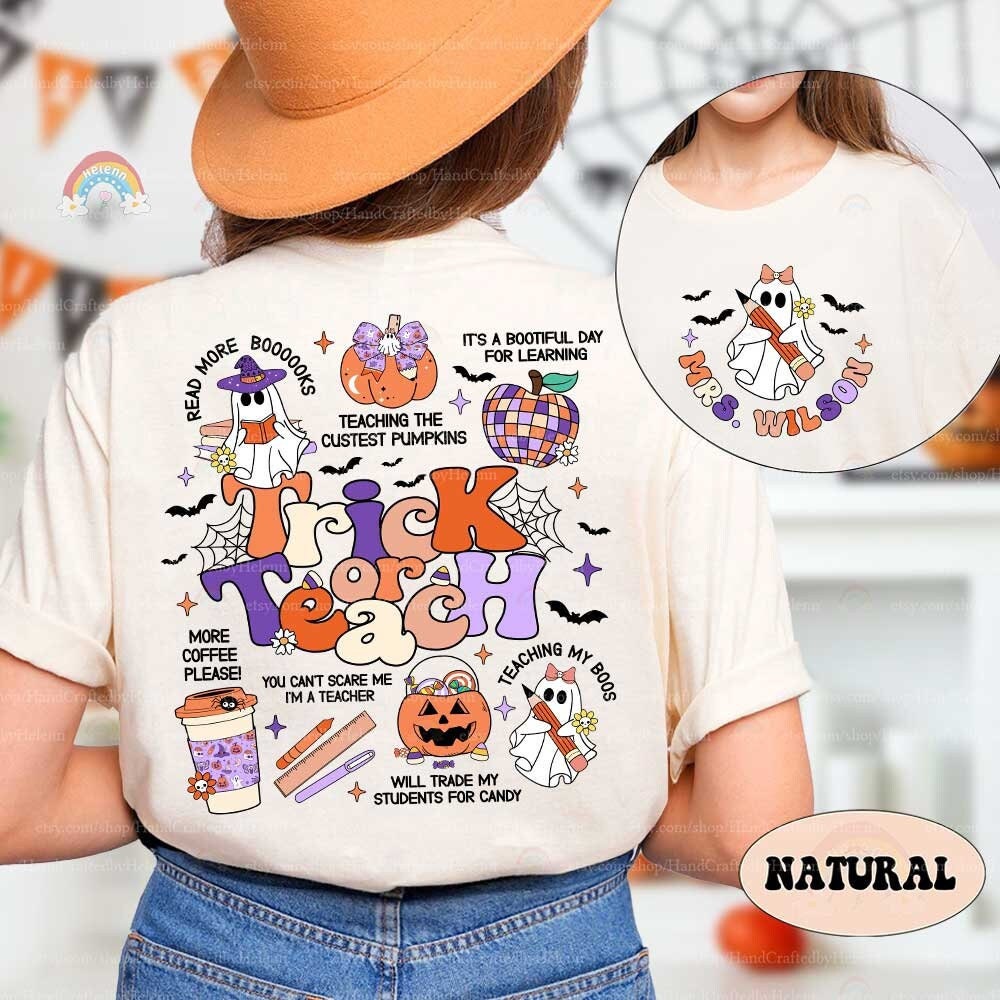 Teacher Halloween Shirt Trick Or Teach, Spooky Teacher Shirt, Custom Halloween Teacher Sweatshirt Pumpkin Shirt, Teacher Appreciation Gifts