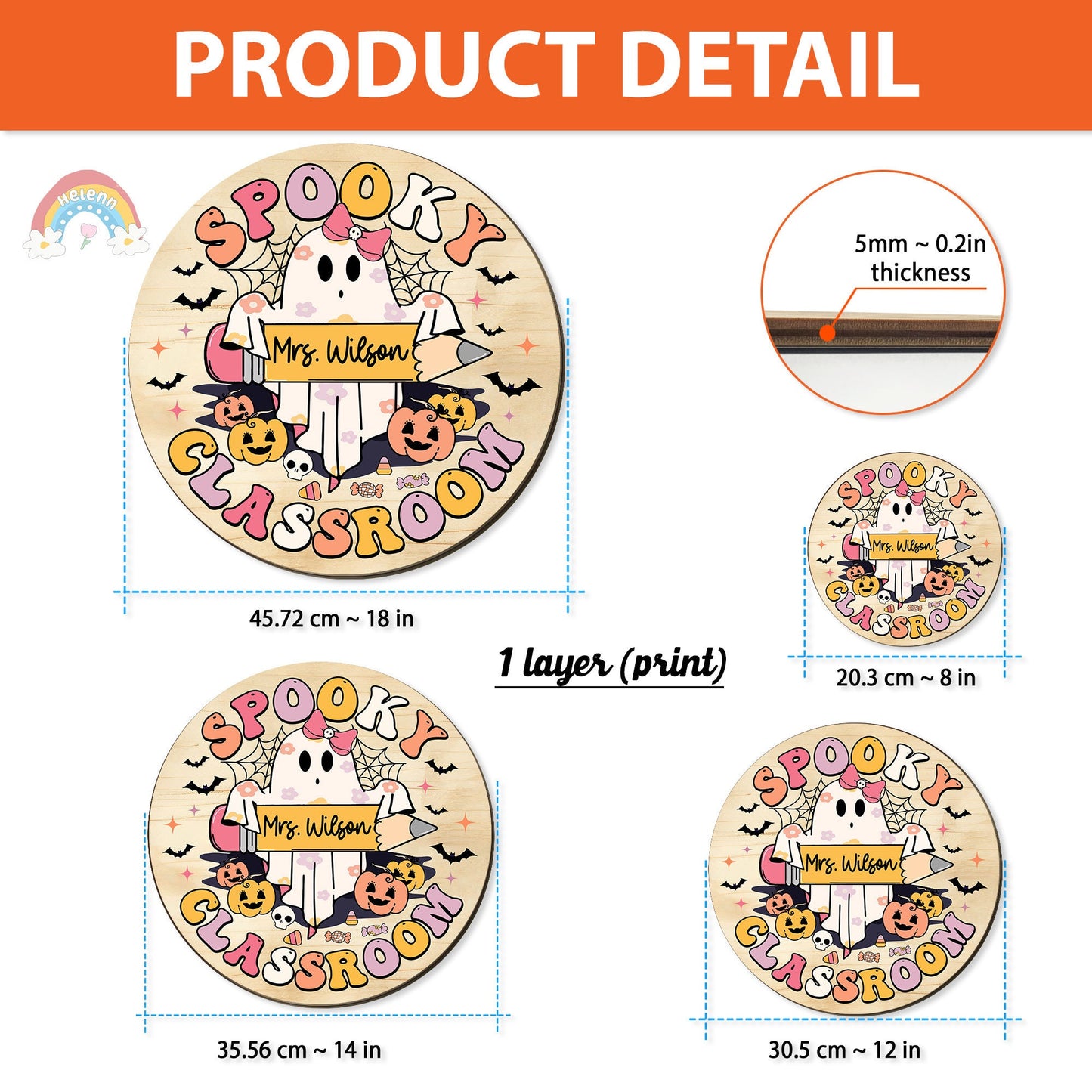 Custom Teacher Door Hanger Halloween Teacher Wooden Door Sign Classroom, Teacher Gift, Spooky Teacher Trick Or Teach, Teacher Halloween Gift