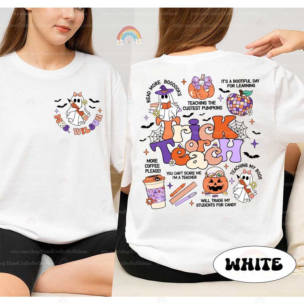 Teacher Halloween Shirt Trick Or Teach, Spooky Teacher Shirt, Custom Halloween Teacher Sweatshirt Pumpkin Shirt, Teacher Appreciation Gifts