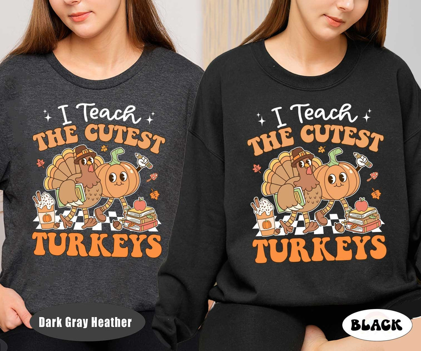 Teacher Fall Shirt I Teach The Cutest Turkeys, Retro Fall Teacher Thanksgiving Pumpkins Shirt, Back To School, Teacher Appreciation Gifts