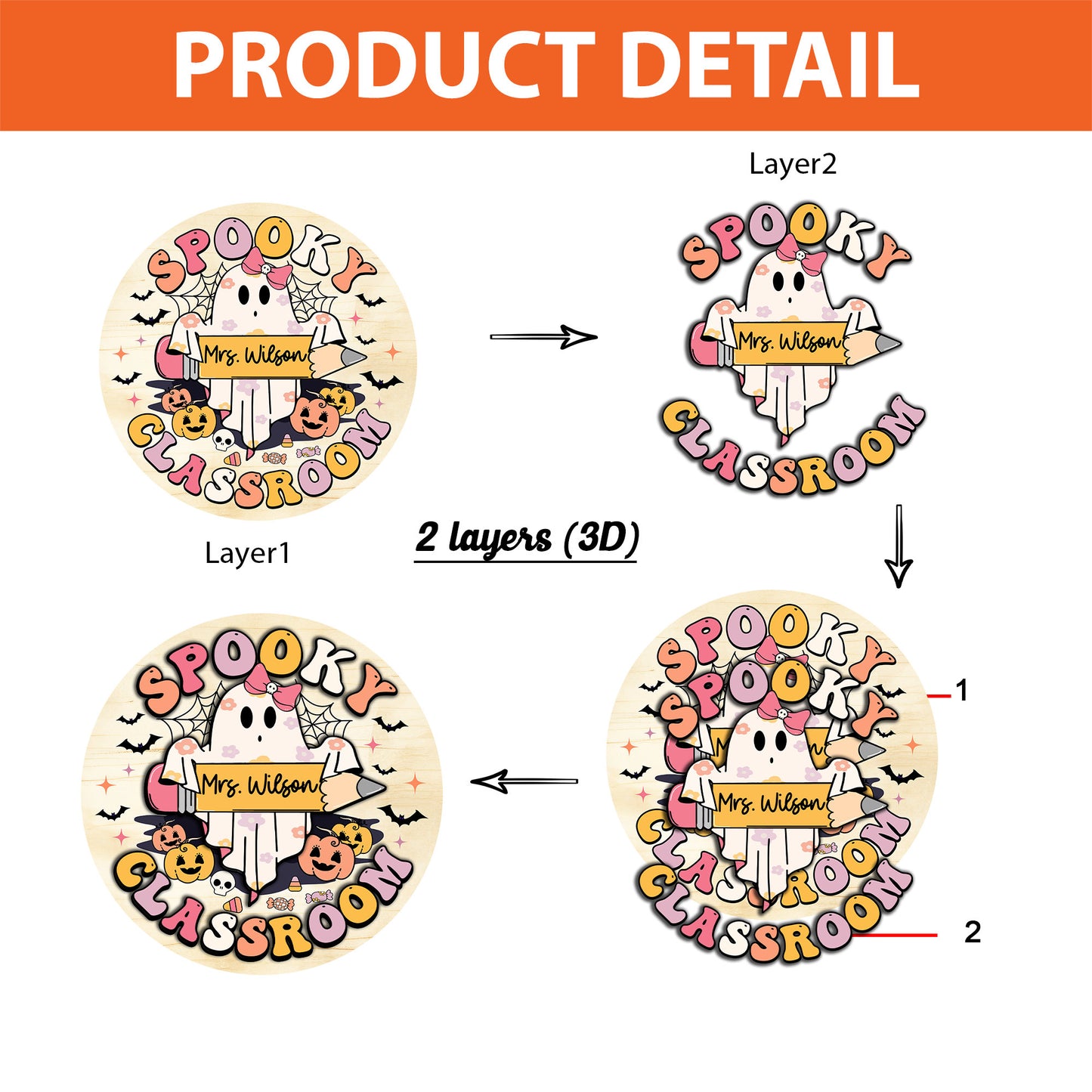 Custom Teacher Door Hanger Halloween Teacher Wooden Door Sign Classroom, Teacher Gift, Spooky Teacher Trick Or Teach, Teacher Halloween Gift