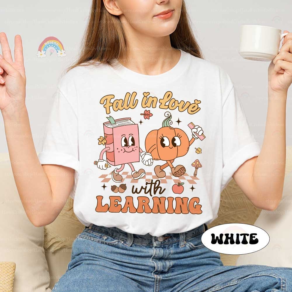 Teacher Shirt Fall In Love With Learning, Teacher Pumpkin Fall Shirt Halloween Spooky Shirt, Teacher Thanksgiving Sweatshirt, Teacher Gifts