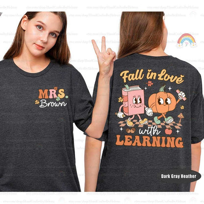 Custom Teacher Fall Shirt, Fall In Love Learning, Teacher Pumpkin Spooky Teacher, Retro Fall Teacher Sweatshirt, Teacher Appreciation Gift