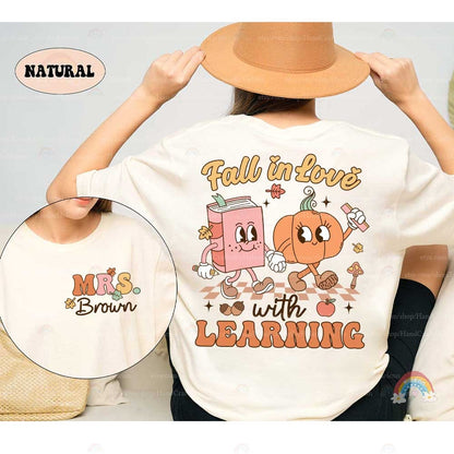 Custom Teacher Fall Shirt, Fall In Love Learning, Teacher Pumpkin Spooky Teacher, Retro Fall Teacher Sweatshirt, Teacher Appreciation Gift