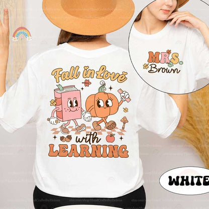 Custom Teacher Fall Shirt, Fall In Love Learning, Teacher Pumpkin Spooky Teacher, Retro Fall Teacher Sweatshirt, Teacher Appreciation Gift