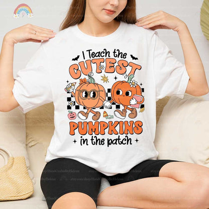 Teacher Halloween Shirt, I Teach The Cutest Pumpkins In The Patch, Pumpkin Teacher Fall Shirt Retro Spooky Teacher, Halloween Teacher Gift