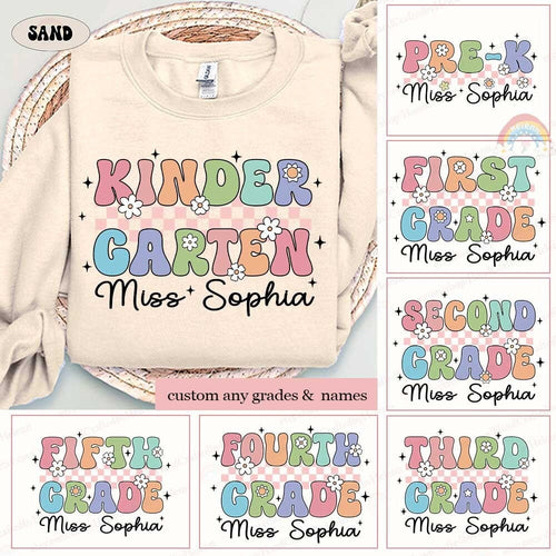 Teacher Shirt, Personalized Hello Grade Shirt, Custom Back To School Grade Shirt Kindergarten Shirt, Teacher Gift, Teacher Appreciation Gift