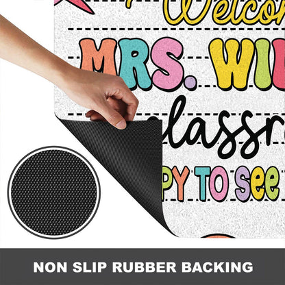 Custom Teacher Classroom Doormat, Happy To See Your Face Classroom Decoration Office Doormat Back To School Gift, Teacher Appreciation Gifts