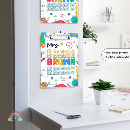 Custom Teacher Clipboard, Teacher Appreciation Gift, Custom Name Clipboard For Teacher, Personalized Teacher Name Gift, Back To School Gift