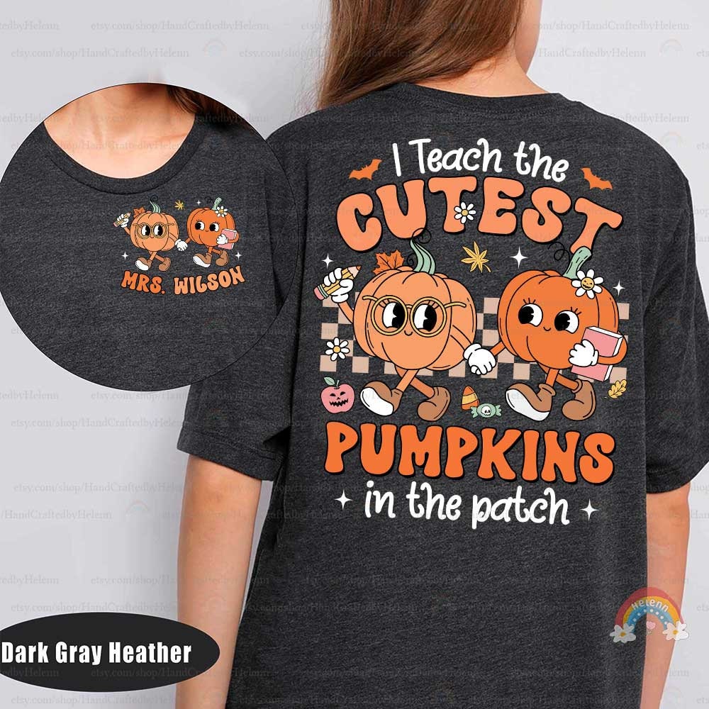 Custom Teacher Halloween Shirt, I Teach The Cutest Pumpkins Retro Fall Teacher Thanksgiving Shirt Halloween Teacher, Kindergarten Teacher