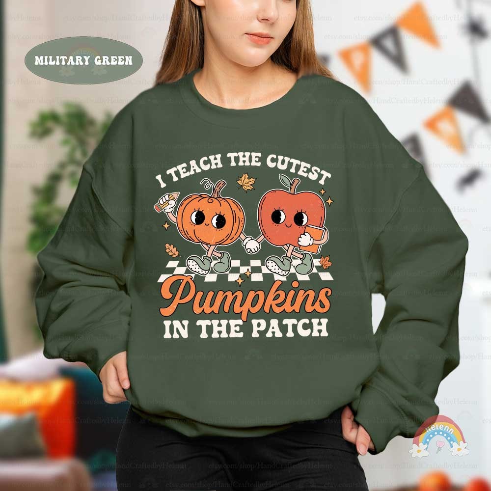 Teacher Shirt, I Teach The Cutest Pumpkins In The Patch, Teacher Halloween Shirt, Fall Teacher Shirt, Retro Pumpkin Teacher, Teacher Gift