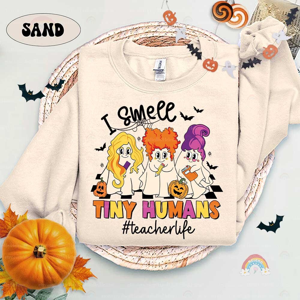 Teacher Halloween Shirt, I Smell Children Shirt, Spooky Teacher Shirt, Tiny Humans Shirt, Cute Ghost Teacher Shirt, Teacher Halloween Gift
