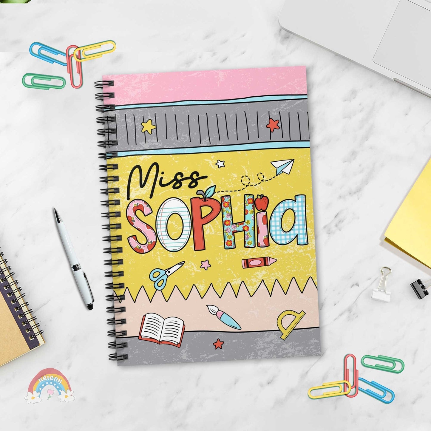 Personalized Teacher Notebook With Name, Teacher Gifts, Teacher Spiral Ruled Line Notebook, Back To School Gift, Teacher Appreciation Gift