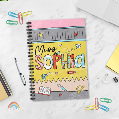 Personalized Teacher Notebook With Name, Teacher Gifts, Teacher Spiral Ruled Line Notebook, Back To School Gift, Teacher Appreciation Gift